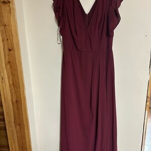 David's Bridal Deep Red Gown